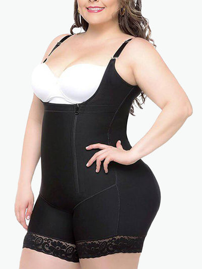 Slimming Zipper Bodysuit with Straps